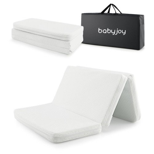Babyjoy Tri-Fold Baby Portacot Portable Play Mattress Pad w/Carry Bag 97 x 68 cm