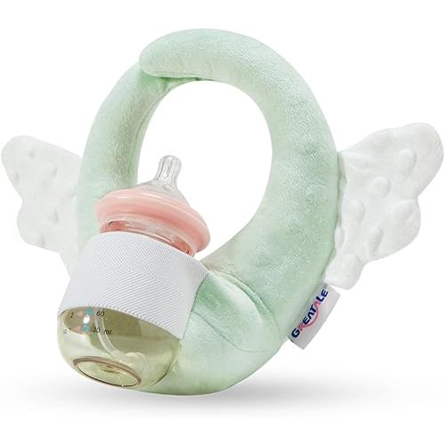 Baby Bottle Holder, Self Feeding Pillow for Newborns, Hands Free Bottle Holder for Baby, Portable Nursing Support Cushion, Infant Bottle Propper with Adjustable Waist Strap (Mint Green)
