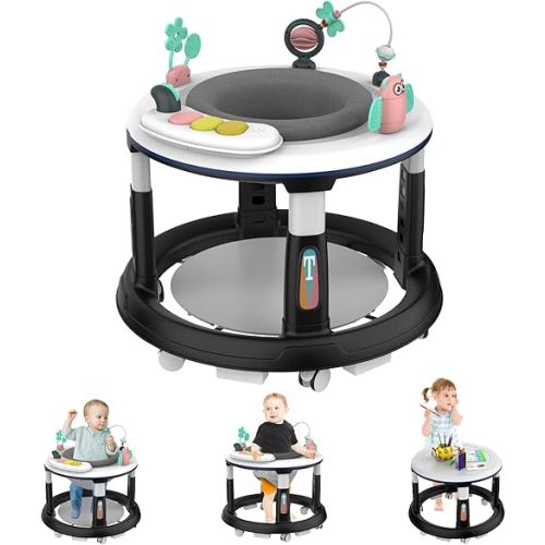 Little Angels Baby Walker with Wheels, Music & Lights - 5 Height Adjustable, Detachable Toys & Bounce Pad for Boys & Girls, 6-12 Months