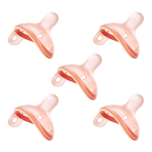 Baby Pacifiers 0-6 Month, Breast Like Shape Soft Silicone Newborn Pacifiers 0-3 Months with Large Air Holes, BPA-Free, 5pcs