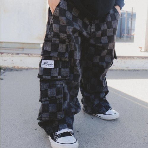 Checkered Baggy Black Jeans