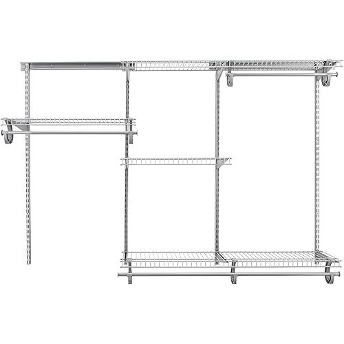 ClosetMaid ShelfTrack Wire Closet Organizer System, Adjustable from 4 to 6 Ft., With Shelves, Clothes Rods, Hardware, Durable Steel, Satin Chrome