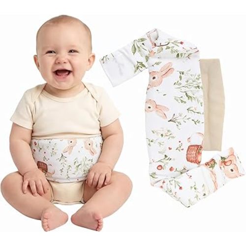 Colic and Gas Relief for Newborns and Infants, Flaxseed Heated Tummy Wrap, Microwaveable Baby Swaddling Belt with Warmth, Natural Relief for Upset Stomach in Babies and Toddlers(Rabbit)