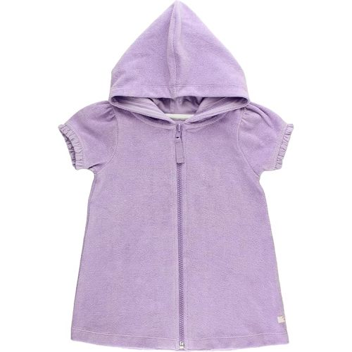 RuffleButts Girls Terry Knit Full-Zip Swim Cover-Up Dress