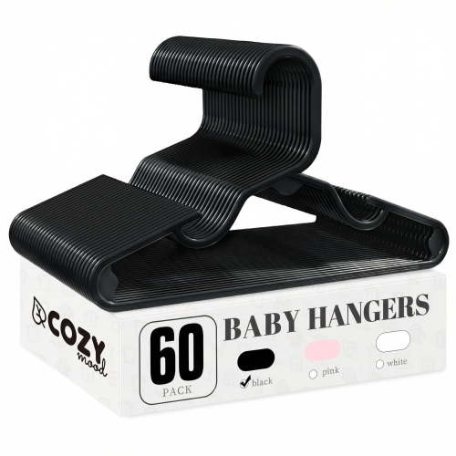 cozymood Baby Clothes Hangers, 60 Pack, Non-Slip Plastic Kids Hangers, Toddler Clothing Organizer