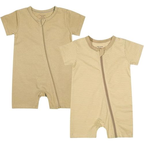 Teach Leanbh Baby Boys or Girls 2 Pack Pajamas Cotton Short Sleeve Zipper Romper Jumpsuits Sleep and Play 3-24 Months …