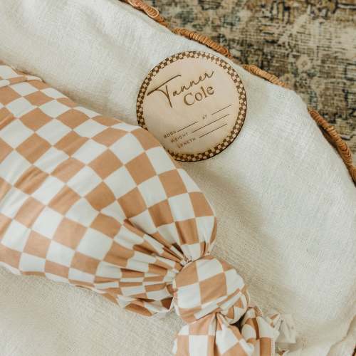 Personalized Wooden Announcement Sign - Retro Checker