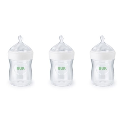 NUK Simply Natural with SafeTemp, 5 oz, 3 Pack, Clear Baby Bottles