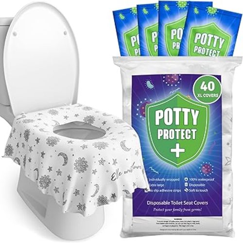 Eli with Love 40 Extra Large Disposable Toilet Seat Cover by Eli with Love – Toddler Toilet Covers for Full Coverage On Toilet or Potty – Ideal Travel Toilet Seat Covers for Kids and Adults (Boho)