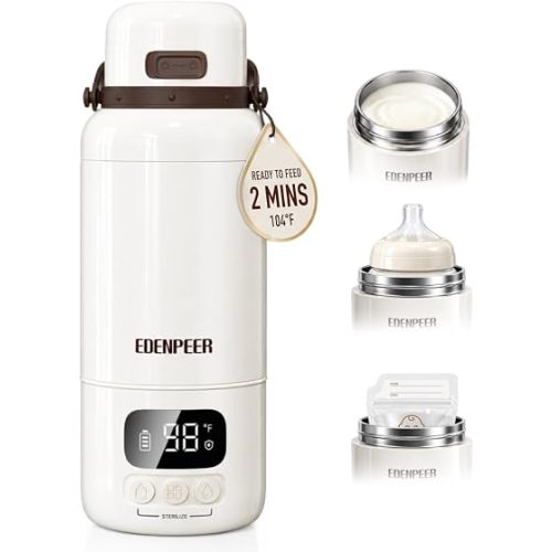 Portable Bottle Warmer for Travel, Battery & AC Dual Heat, 3" Wide Mouth