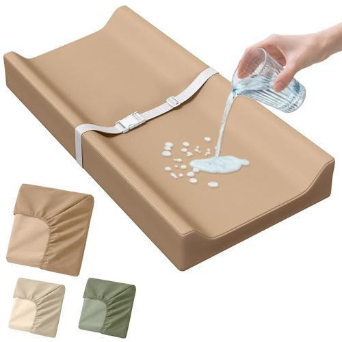 Waterproof Baby Changing Pad Cover for Girls & Boys, Wipeable Changing Pad Cover, Ultra Soft Breathable, Waterproof Changing Pad Covers for Diaper Changing Table (Tan)