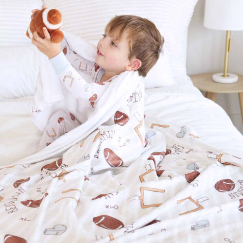 Tiny Touchdowns Personalized Kids Blanket | Neutral