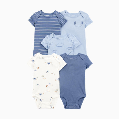 5-Pack Short-Sleeve Cotton Bodysuits - Dog