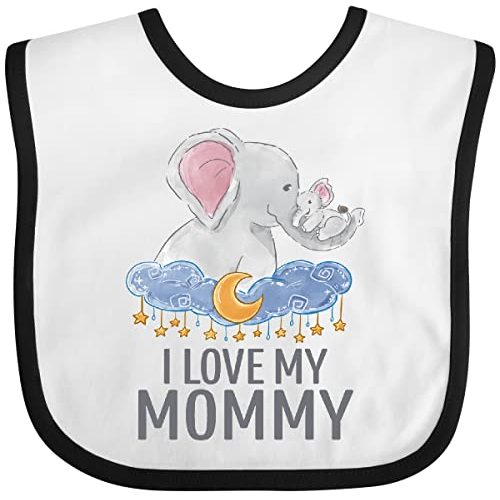 inktastic I Love My Mommy Cute Elephants in Night Sky Baby Bib