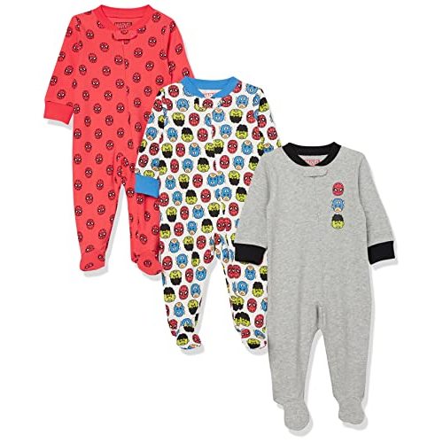 Amazon Essentials Disney l Marvel l Star Wars Unisex Babies' Cotton Footed Sleep and Play, Multipacks