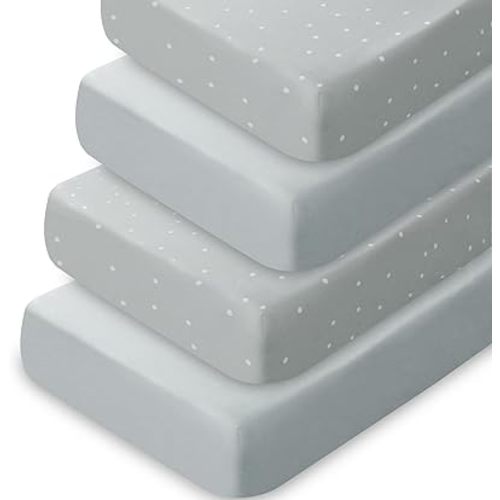 Crib Sheets for Boys 4 Pack, Fitted Baby Crib Sheet Neutral 52" x 28" for Standard Crib and Toddler Bed Mattress, Soft and Breathable Kid Toddler Sheets for Girls Boys, Grey
