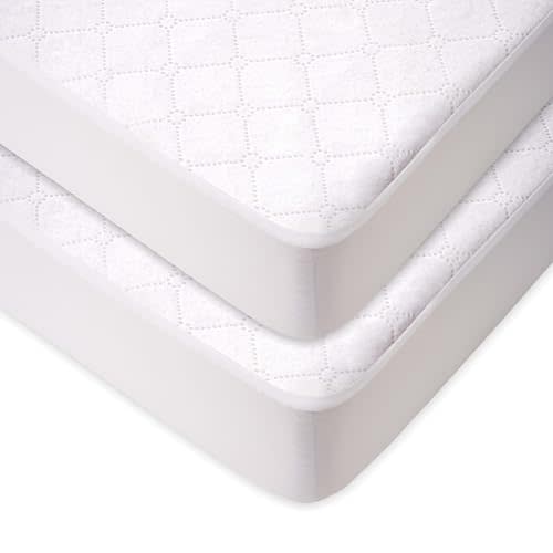 American Baby Company 2 Pack Waterproof Fitted Pack and Play Mattress Protector 39" x 27" - Quilted, Noiseless, Ultra-Soft & Breathable Playpen and Pack n Play Mattress Cover