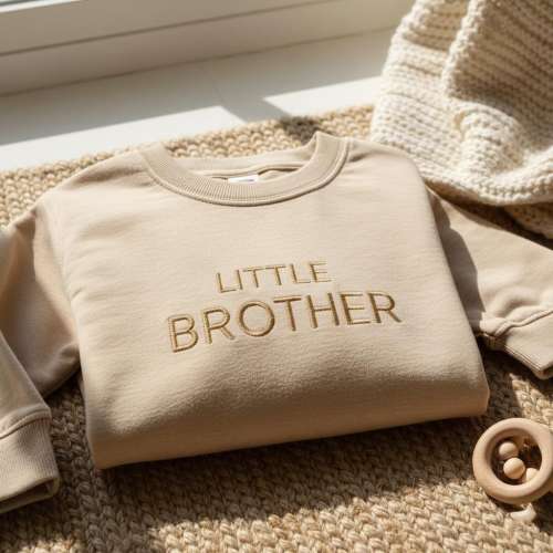 Embroidered Little Brother Sweatshirt | Neutral Baby Announcement Pullover | Little Bro Sibling Reveal Gift | Newborn Outfit