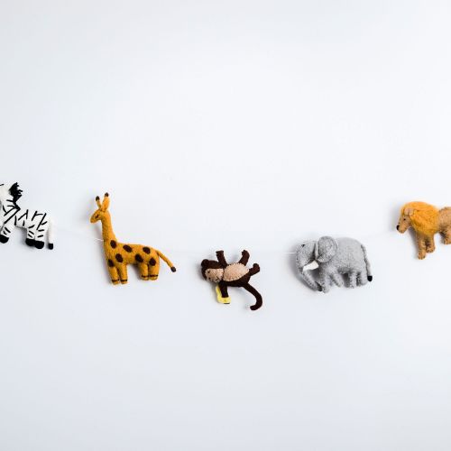 Nivas Collection Felted Safari Animal Garland