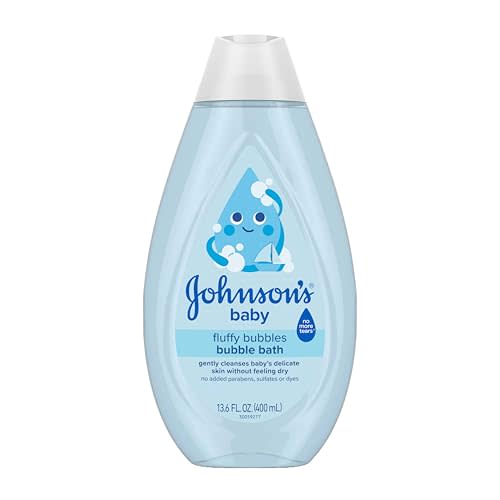 Johnson's Baby Fluffy Bubbles Bubble Bath, No More Tears, 13.6 fl oz | Gently Cleanses Delicate Skin Without Feeling Dry, Hypoallergenic, No Added Parabens, Sulfates & Dyes