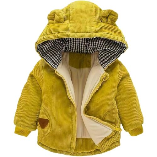 Autumn Winter Baby Boys Girls Fleece Hooded Jacket Childrens Warm Jacket