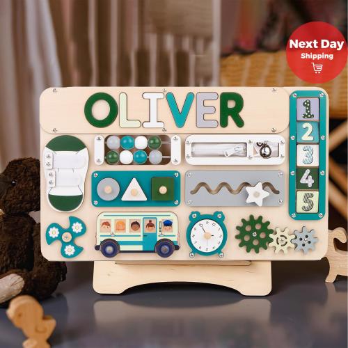Montessori Toys, Personalized Baby Busy Board, Custom Name Puzzle, Gift for Boy or Girl, First Birthday Gift, Baby Shower, Gifts For Kids