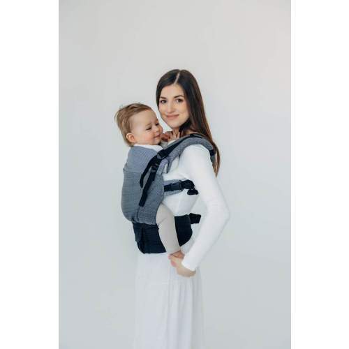 LennyUpGrade PRO Carrier, Standard Size, herringbone weave 100% cotton - LITTLE HERRINGBONE OMBRE GREY