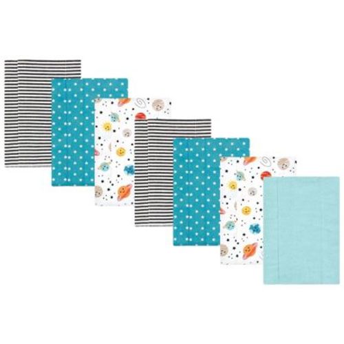 Luvable Friends Hudson Baby Cotton Poly Flannel Burp Cloths 7pk, Planets