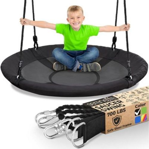 SereneLife 40" Children’s Hanging Swing Seat - Indoor/Outdoor Universal Rope Swing - Waterproof, Reinforced Frame - 600 lb Capacity