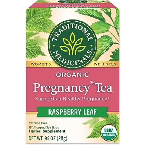 Traditional Medicinals Tea, Organic Pregnancy Tea, Supports a Healthy Pregnancy, Raspberry Leaf and Spearmint, 16 Tea Bags