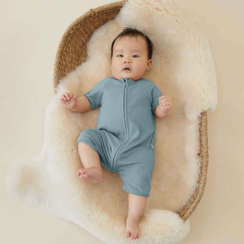 Ribbed Zip Summer Sleepsuit Ribbed