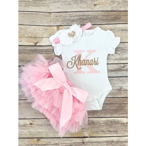 Baby Girl Coming Home Outfit Baby Girl Clothes Newborn Girl Clothes Monogrammed Outfit Personalized Baby Girl Gift Newborn Girl