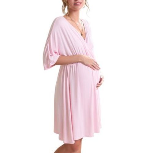 Ekouaer 3 in 1 Labor/Delivery/Hospital Gown Maternity Dress Nursing Nightgown Sleepwear for Breastfeeding - 1&2 Pack Light Pink XL