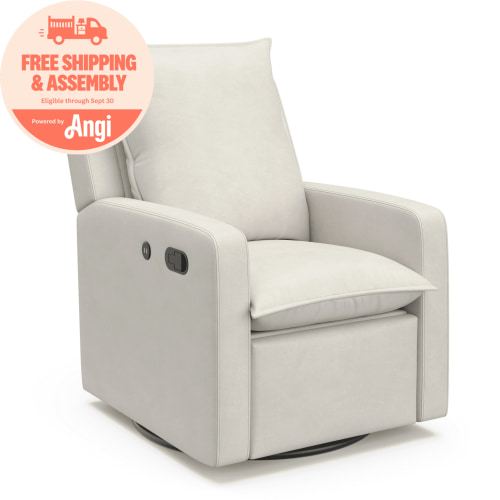 Storkcraft Timeless Upholstered Recline Glider with USB, Ivory