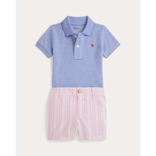 Oxford Mesh Polo Shirt & Striped Short