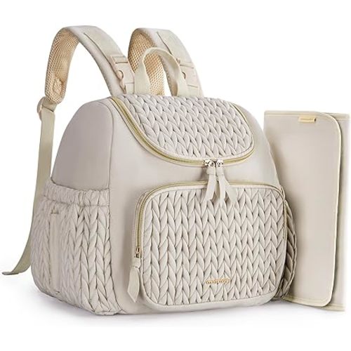 mommore Diaper Bag Small Diaper Backpack Stylish Toddler Baby Mini Maternity Bags Travel Backpacks with Insulated Pockets, Changing Pad, Stroller Straps