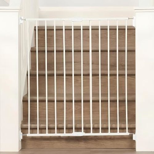 Regalo 2-in-1 Extra Tall Easy Swing Stairway and Hallway Walk Through Baby Gate, White, 24" - 40.5" Wide