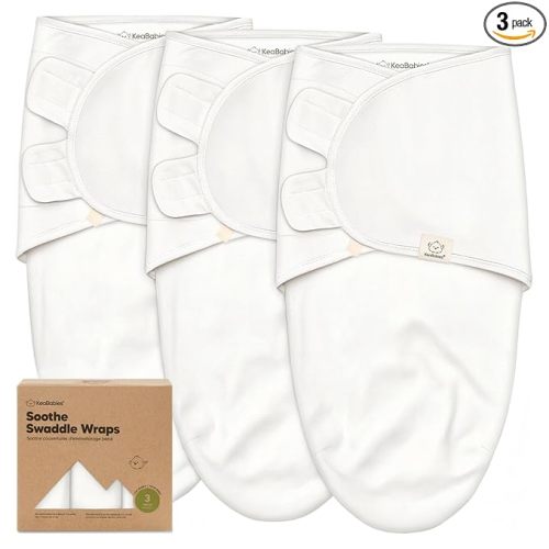 3-Pack Organic Baby Swaddle Sleep Sacks - Swaddles for Newborns, Infant 0-3 Months, Baby Girls, Boys, Soft & Snug Newborn Sleep Sack, Nursery Swaddling Blankets (Soft White, OS)