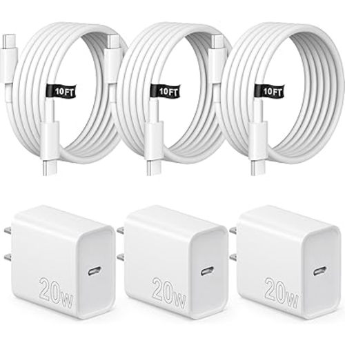 iPhone Charger Fast Charging 10FT iPhones 17 16 15 Charger 3 Pack Type C Chargers USB C Chargerwith iPhone Air 17/17 Plus/17 Pro/17 Pro Max/16/16 Plus/16 Pro/16 Pro Max/15/15 Pro Max/AirPods