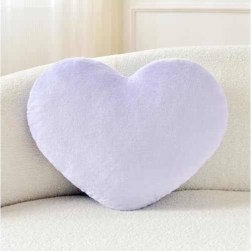 Petrella Throw Pillows Heart Pillow Cute Fuzzy Pillows for Bed Livingroom Home Decor Cushion Decorative Aesthetic Preppy Pillows Purple,Small 13"x10"