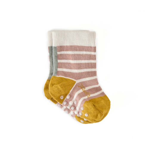 Striped Crew Socks with Grips