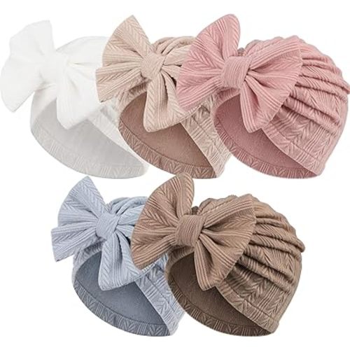 Newborn Baby Girl Hats with Bow Toddler Infant Beanie Cap Newborn Hospital Hats for Baby Girl Kid 3-12 Months