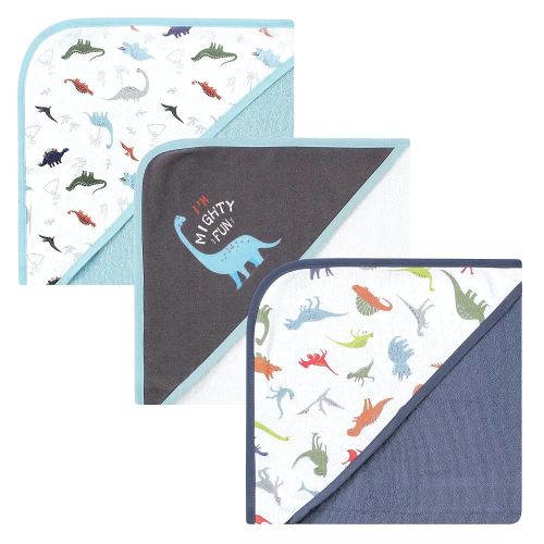 Hudson Baby Unisex Baby Cotton Rich Hooded Towels, Dinosaurs, One Size