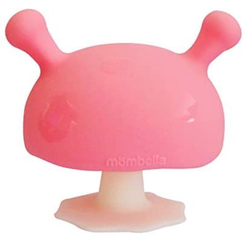 Mombella Mimi The Mushroom Soothing teether for Breast Feeding Baby who Does not take Pacifiers/Premature Baby who has weak jaw movement/0-6month with Sucking Needs, Pink