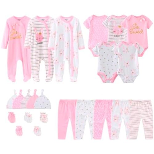 MAMIMAKA Newborn Layette Gift Set 23-Piece Baby Bodysuits Infant Outfits Essentials and Accessories 0-12 Months
