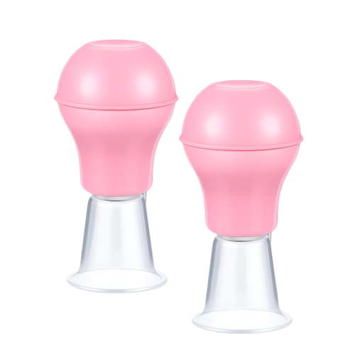XIRQI 2 Pieces Nipple Suckers, Nipple Corrector Nipple Puller Women Breastfeeding Flat Inverted Nipple, Aspirator Nipples Retraction Nipples Silicone Cups for Mommy Girl (Pink)