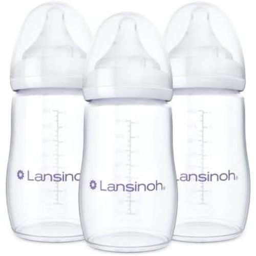 Lansinoh Anti-Colic Baby Bottles, 8 Ounce, 3 Count