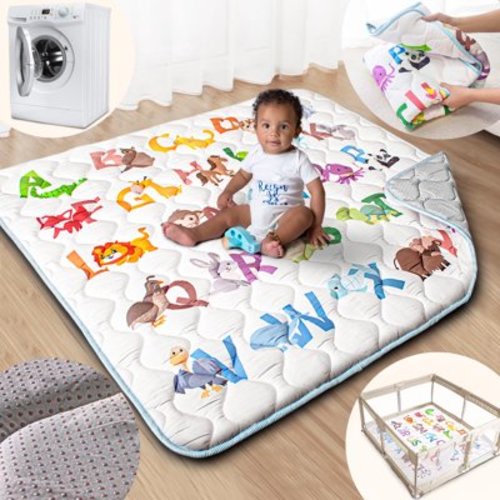 Beavtaens Baby Play Mat for Floor, Fits 50x50 Playpen, Super Soft, Non-Slip, for Ages 0-4 (Animal)
