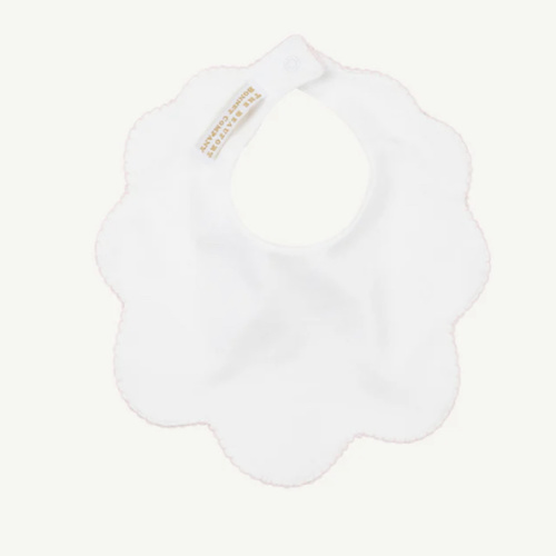 Bellyful Bib - Worth Avenue White with Palm Beach Pink Picot Trim