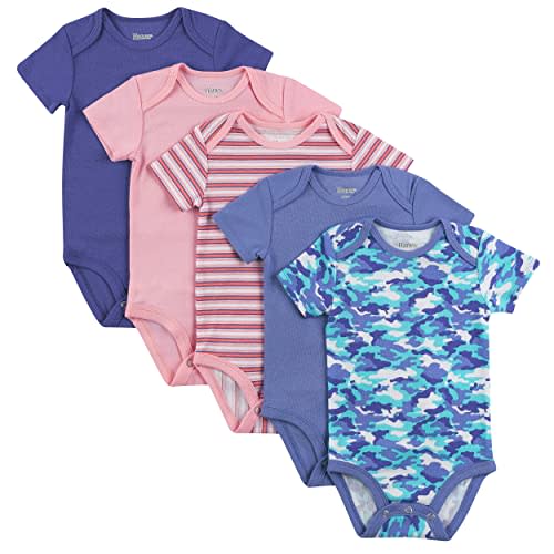 Hanes Baby Bodysuits, Ultimate Flexy Short Sleeve for Boys & Girls, 5-Pack